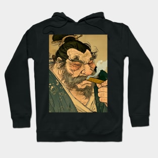 Puff Sumo Smoking a Cigar: "Nothing Bothers Me When I'm Smoking a Cigar" on a Dark Background Hoodie